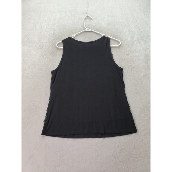 Annalee & Hope Tank Women's Large Black Lace Floral Panel‎ Sleeveless Round Neck - Picture 2 of 7